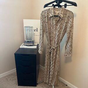 Micheal Kors Maxi Dress Brown Biege Snakeskin